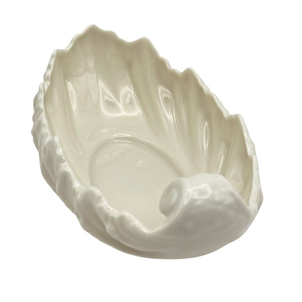 VTG Lenox Acanthus Porcelain Small Leaf Candy Trinket Bowl Scalloped Shell